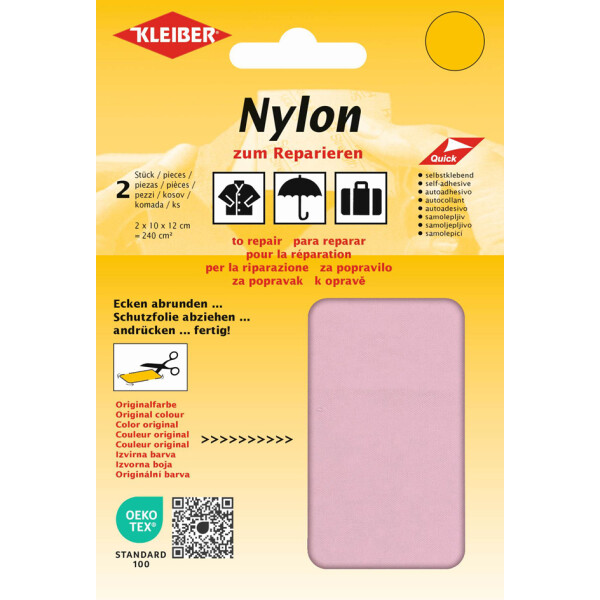 KLEIBER Nylon-Flicken, selbstklebend, rosa