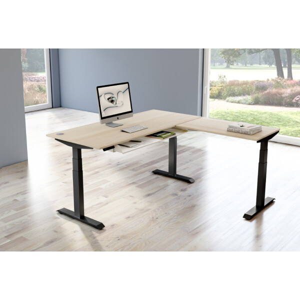 kerkmann Sitz-Steh-Schreibtisch Move 4 mit Anbau, lichtgrau