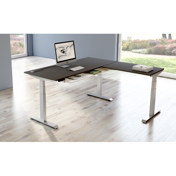 kerkmann Sitz-Steh-Schreibtisch Move 4 mit Anbau, anthrazit
