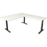 kerkmann Sitz-Steh-Schreibtisch Move 4 mit Anbau, lichtgrau