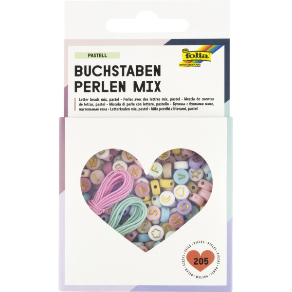 folia Buchstaben-Perlen Mix "PASTELL"