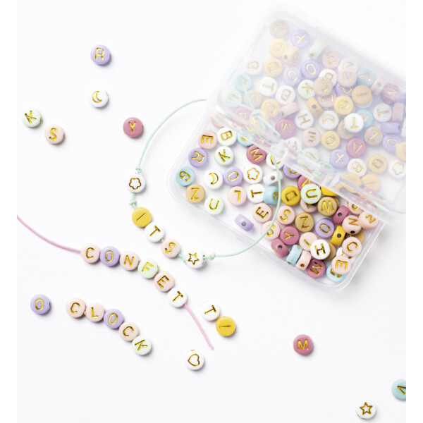 folia Buchstaben-Perlen Mix "PASTELL"