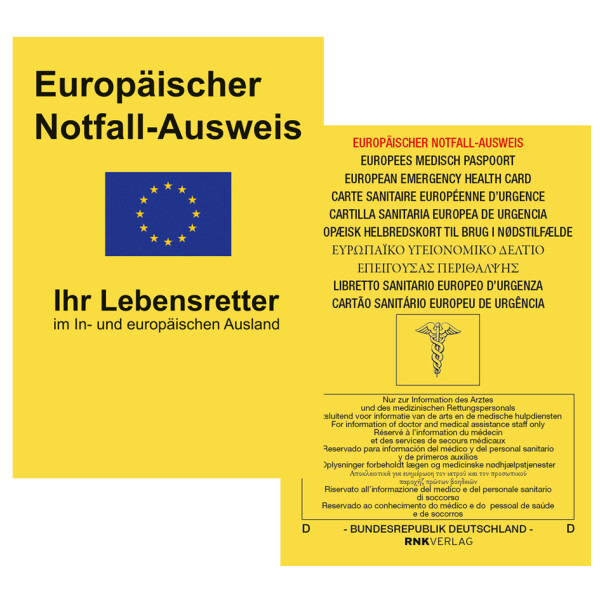 RNK Europ&auml;ischer Notfallausweis, 105 x 75 mm, im Display