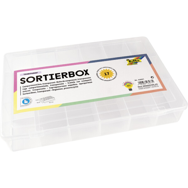 folia Sortierbox, aus PP, 17 Fächer, transparent