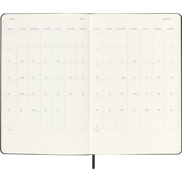MOLESKINE Buchkalender 2025 2026, 18 Monate, XL, schwarz