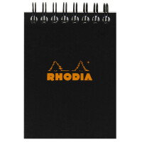 RHODIA Spiralnotizblock No. 11, DIN A7, kariert, schwarz