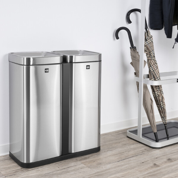 helit Abfalltrenner "the twin bin", 2 x 30 Liter, Edelstahl