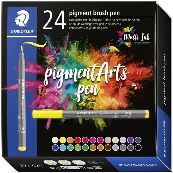 STAEDTLER Fasermaler pigment brush pen, 24er Kartonetui