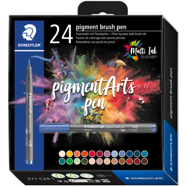 STAEDTLER Fasermaler pigment brush pen, 24er Kartonetui