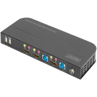 DIGITUS Desktop KVM Switch mit integriertem USB-Hub, schwarz