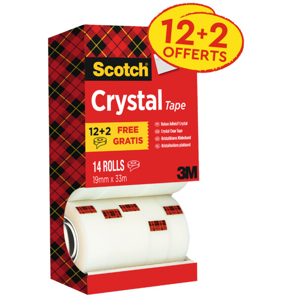 Scotch Klebefilm Crystal Clear 600, 19 mm x 33 m, 12+2