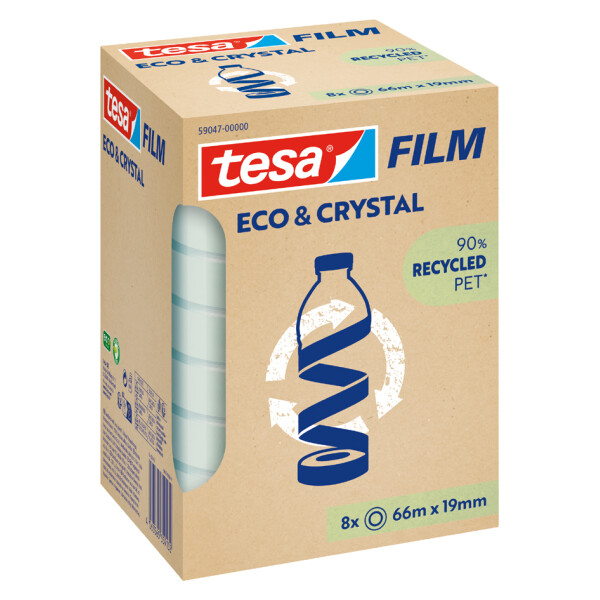 tesa Film ECO &amp; CRYSTAL, transparent, 19 mm x 66 m