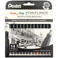 PentelArts Permanent Fineliner Pointliner, 14er Set