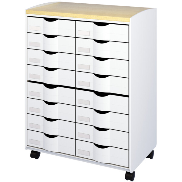PAPERFLOW Rollwagen, 16 Schübe grau buche