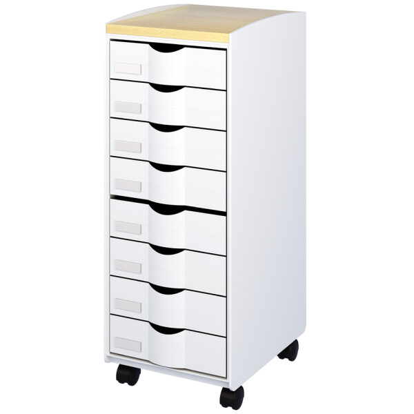 PAPERFLOW Rollwagen, 16 Schübe grau buche