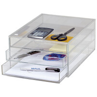 MAUL Acryl-Schubladenbox, DIN A4, 3 Schubladen, glasklar