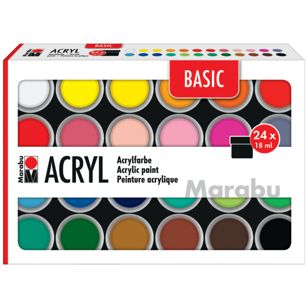 Marabu Acrylfarben-Set BASIC, 12 x 18 ml