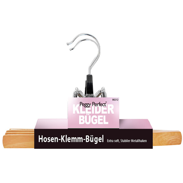 Peggy Perfect Hosenklemmbügel, Holz natur lackiert, 2er Pack