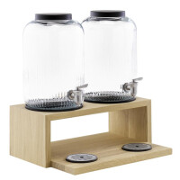 APS Getränkespender VALO, 2 x 7 Liter, Glas Eichenholz