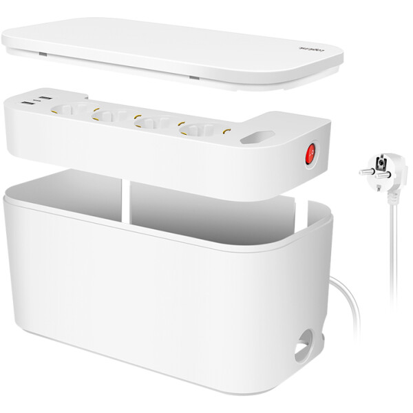 LogiLink Kabelbox mit Steckdosenleiste, 5-fach, weiß