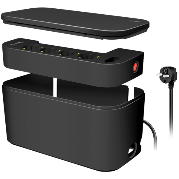 LogiLink Kabelbox mit Steckdosenleiste, 5-fach, weiß