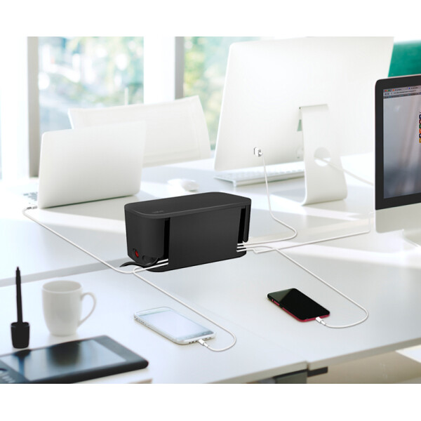 LogiLink Kabelbox mit Steckdosenleiste, 5-fach, weiß