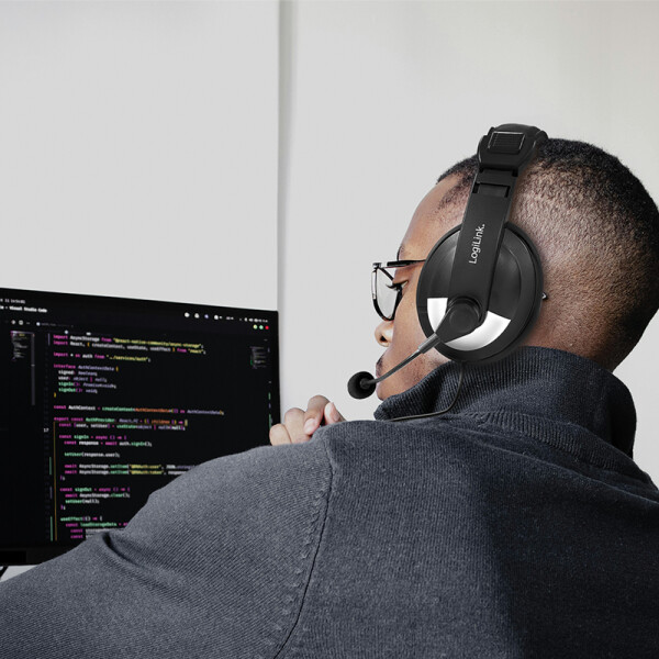 LogiLink Stereo-Headset mit Steuerung , 1x USB-A, schwarz