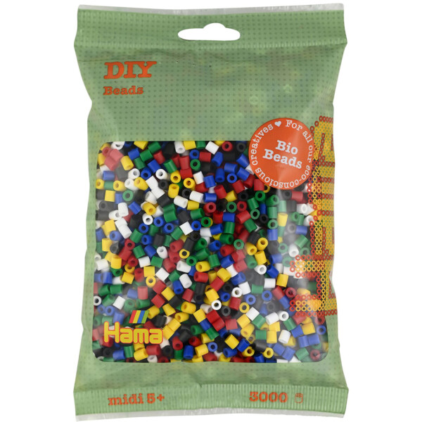 Hama Bügelperlen Bio midi, "Mix 6 Farben", 3.000er Beutel