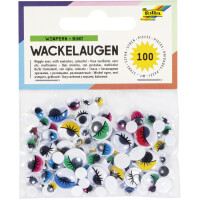 folia Wackelaugen mit Wimpern, nicht selbstklebend, weiß