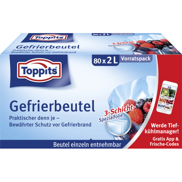 TOPPITS Gefrierbeutel, 80 x 2 Liter, 220 x 240 mm