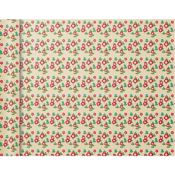 Clairefontaine Geschenkpapier "Tiny Rolls Blumen rot"