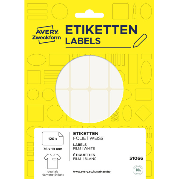 AVERY Zweckform Namens-Etiketten, 76 x 19 mm, ablösbar, weiß