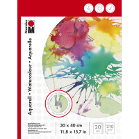 Marabu Aquarellblock, 300 x 400 mm, 210 g qm, 20 Blatt