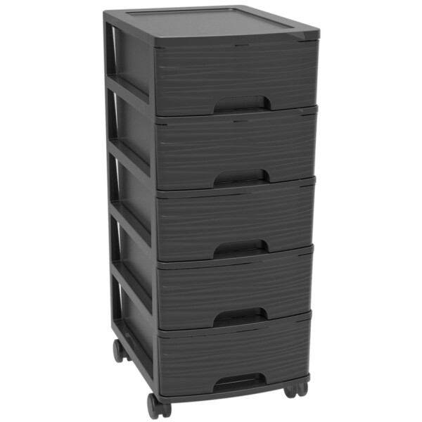 EDA Schubladenboxen-Turm STONE, A4, 5 Sch&uuml;be, PP, schwarz
