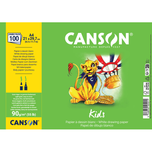 CANSON Zeichenpapier Kids, DIN A4, 90 g qm