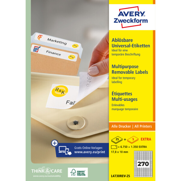 AVERY Zweckform Universal-Etiketten, 105 x 148 mm, wei&szlig;