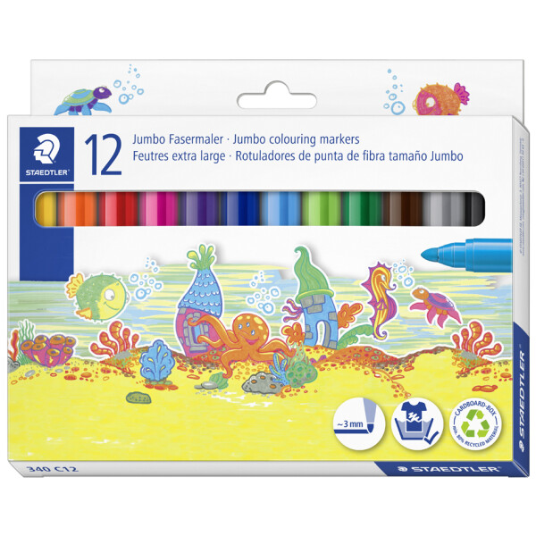 STAEDTLER Fasermaler Noris jumbo, 12er Kartonetui