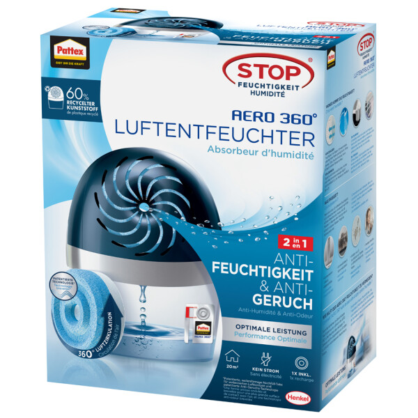 Pattex Luftentfeuchter AERO 360 Grad, f&uuml;r R&auml;ume bis 50 cbm