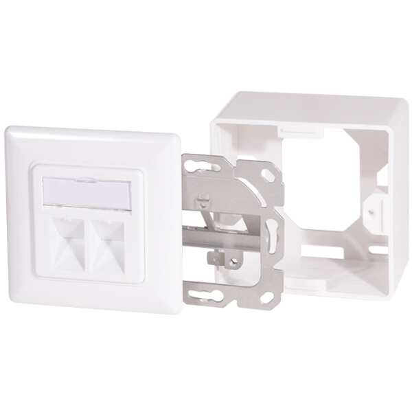 LogiLink Anschlussdose Kat.6A, 2x RJ45, weiß, geschirmt