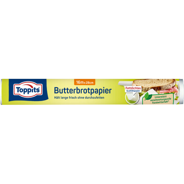 TOPPITS Butterbrotpapier, Breite: 280 mm, L&auml;nge: 16 m, wei&szlig;