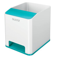 LEITZ Sound Stifteköcher WOW Duo Colour, 2 Fächer, weiß