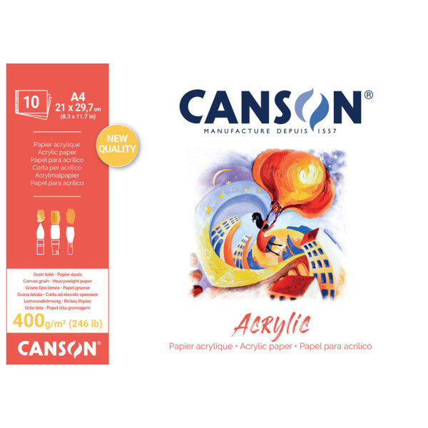 CANSON Zeichenpapierblock "Acrylic", 300 x 400 mm, 400 g qm