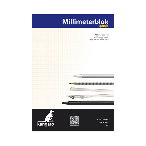 kangaro Millimeterpapier-Block, DIN A3, 80 g qm, 25 Blatt