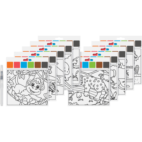 HEYDA Wasserfarben-Malset "Zootiere", 10 Motive