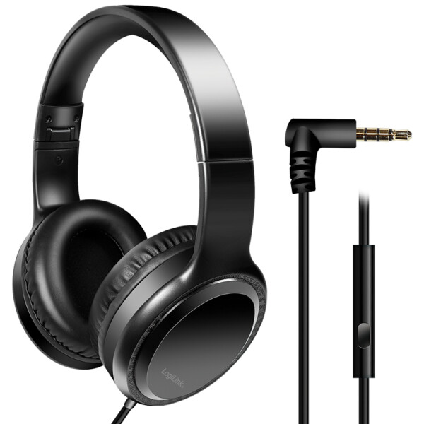 LogiLink Stereo Headset, mit Mikrofon, schwarz