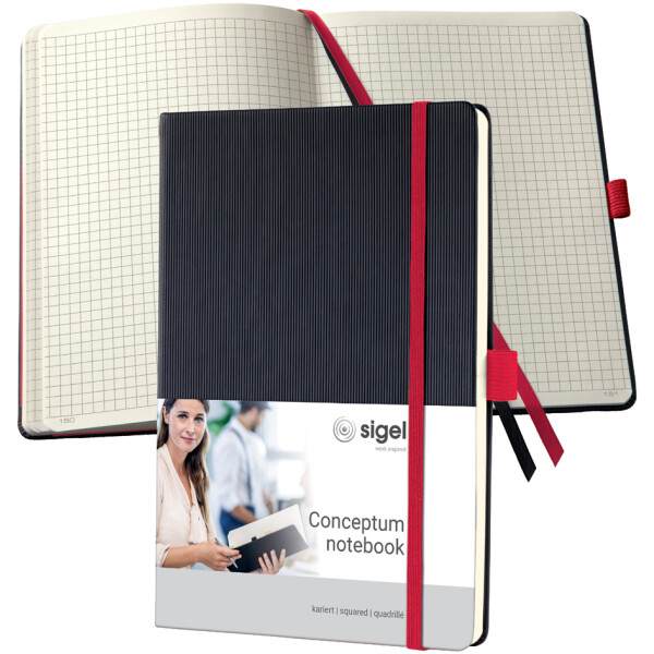 sigel Notizbuch Conceptum, DIN A5, liniert, schwarz rot