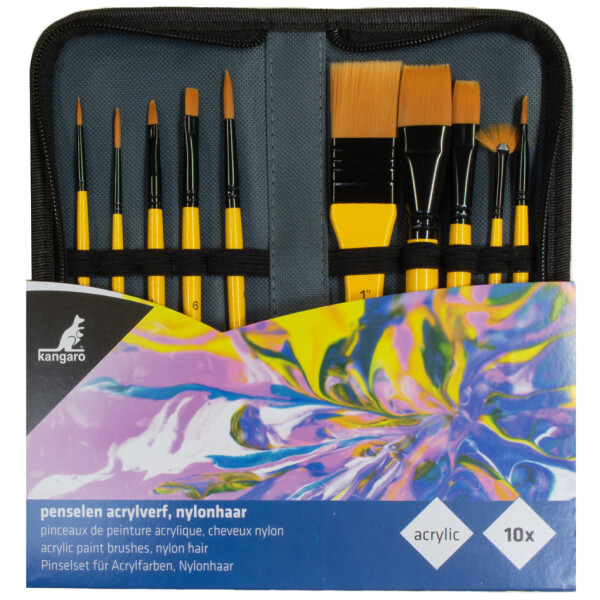 kangaro Acryl-Pinsel-Set, 10-teilig, im Etui