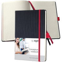 sigel Notizbuch Conceptum, DIN A5, kariert, schwarz rot