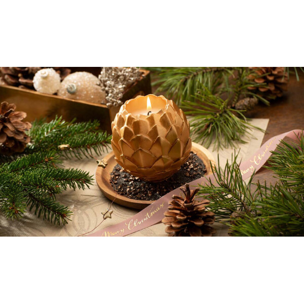 STARPAK Kugelkerze "Pine Cone", gold