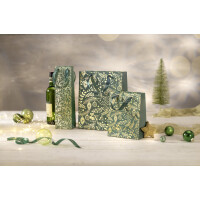 sigel Weihnachts-Geschenktüte "Golden ornaments on green"